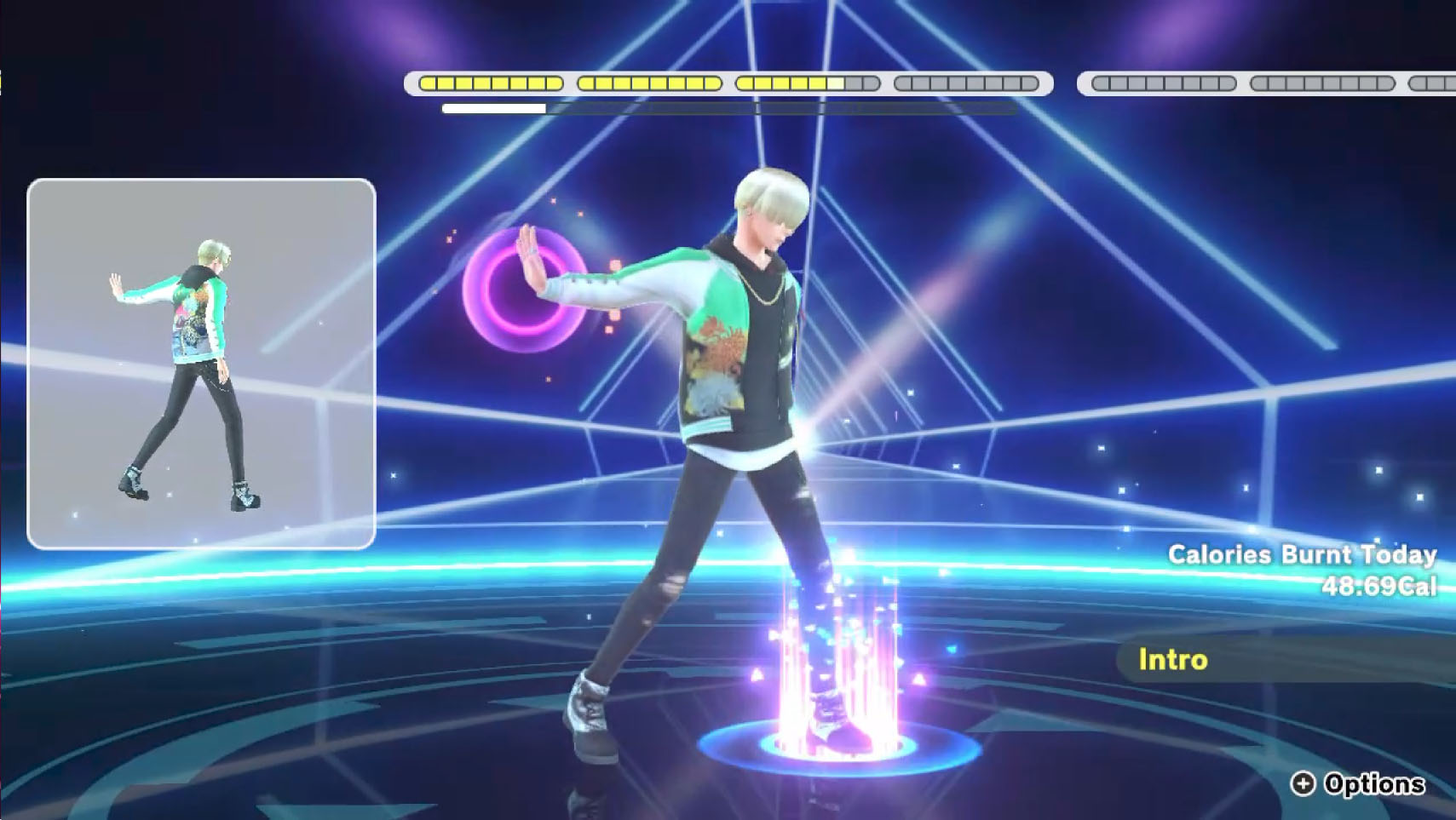 You can change camera angles and check movements from behind.