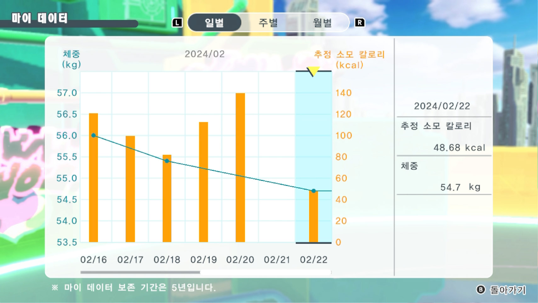 매일 성과를 자동 관리! 소비 칼로리 계산